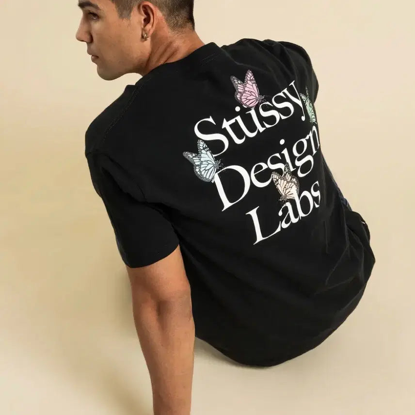 [BUNJANG] Stussy Design Labs Butterfly Short Sleeve T-Shirt Black / L) 스투시 Design Labs 나비 반팔 티셔츠 블랙