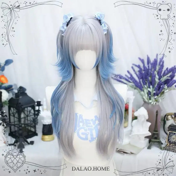 [BUNJANG] Light Blue White Hair Cosplay Wig / 서브컬쳐 로리타 하늘색가발 백발가발 코스프레,미즈이로 고스로리 중성계