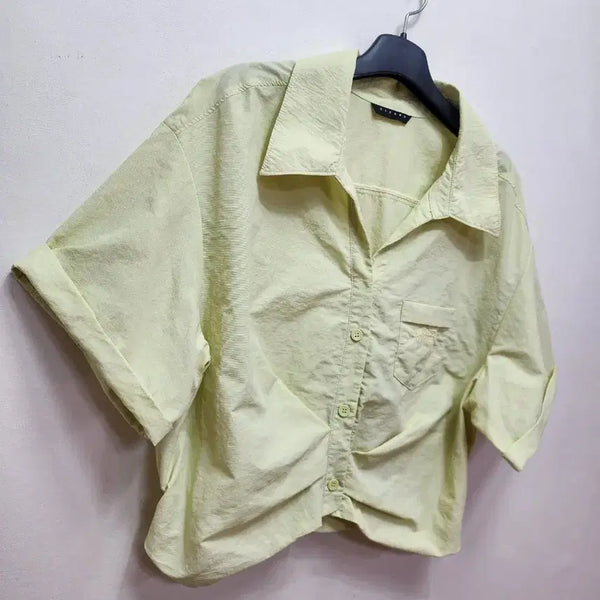 [BUNJANG] Sisley Monday Bending Crop Shirt / 시슬리 먼데이 밴딩 크롭셔츠