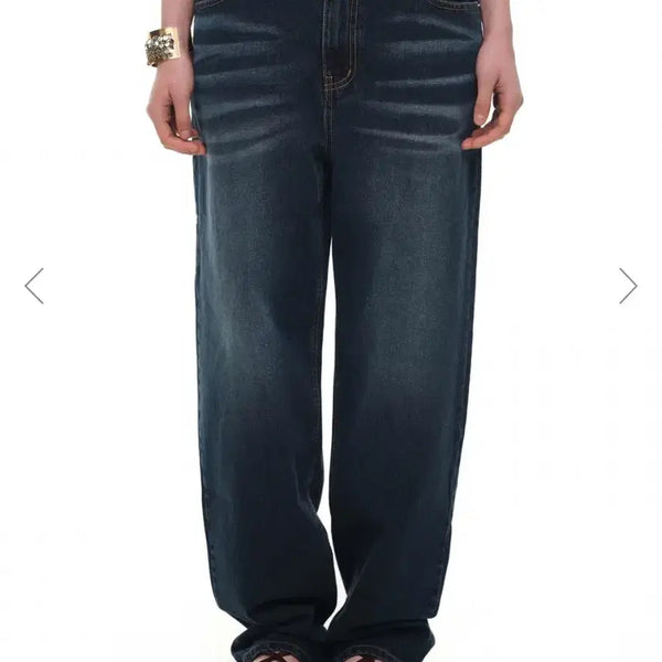 [BUNJANG] Too Much Tax Low Rise Loose Fit Jeans Dark Blue L / 투머치택스 로우라이즈 루즈핏 진 다크블루 L사이즈