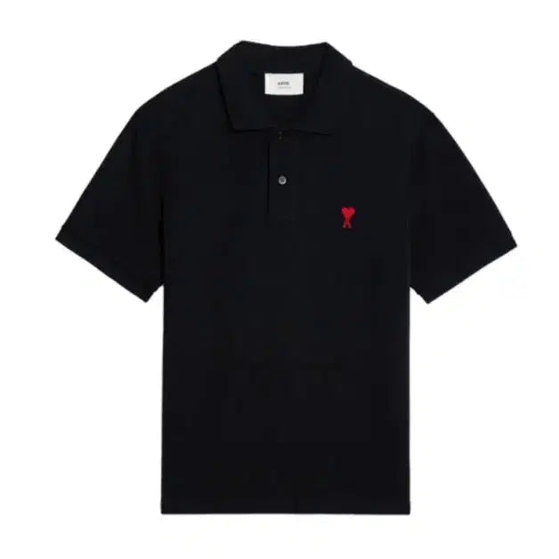 [BUNJANG] AMI Paris Black Collar Short-Sleeve T-Shirt / 아미 블랙 카라 반팔, M, L, XL