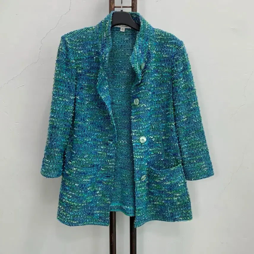 [BUNJANG] ST. JOHN Blue Tweed Jacket / 신세계정품)) 센존 ST.JOHN 블루 트위드 자켓