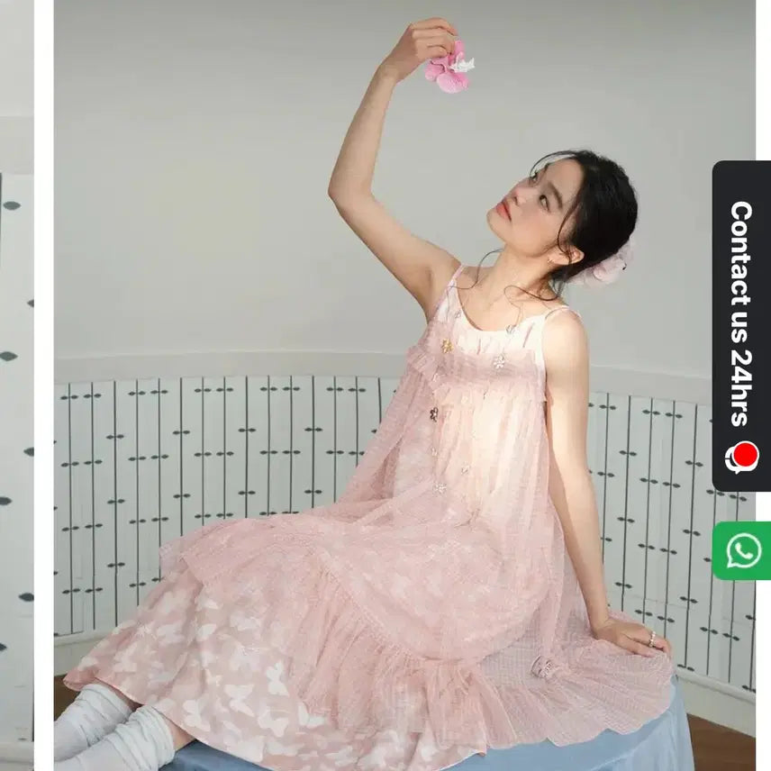 [BUNJANG] Kuose Pink Layered Dress / kuose 쿠오세 핑크 레이어드 원피스