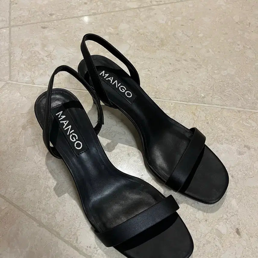 [BUNJANG] Mango Black Strap Heels (Leather, 5cm Heel, EU 37) / 망고 블랙 스트랩힐