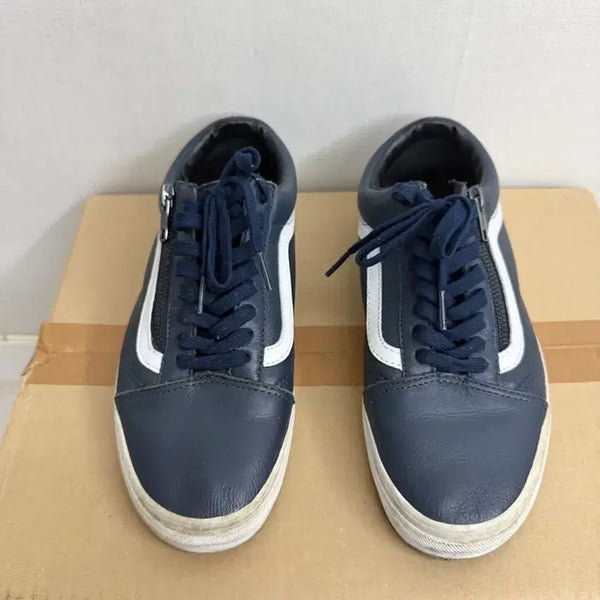 [BUNJANG] Vans Old Skool Zip Leather Navy 245mm / 반스 올드스쿨 집 레더 네이비 245