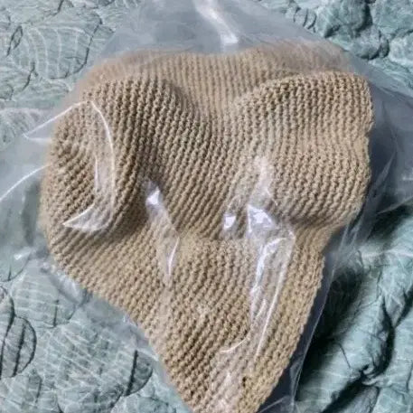 [BUNJANG] Handmade Knit Bucket Hat Beige / 니트 버킷햇 베이지