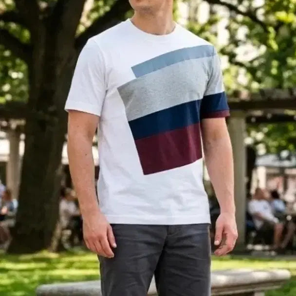 [BUNJANG] System Color-Block Short-Sleeve T-Shirt / 시스템 배색 반팔 티셔츠 95