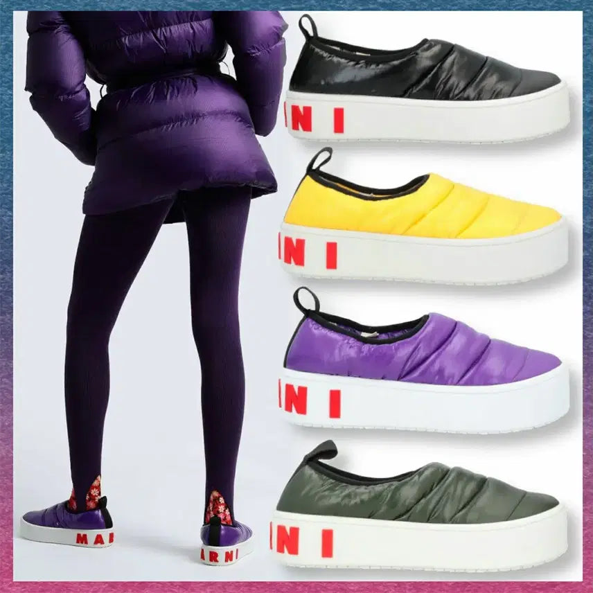 [BUNJANG] Marni Black Puffer Nylon Slip-on Platform Sneakers / 명품 MARNI 마르니 블랙 푸퍼 나일론 슬립온 플랫폼 스니커즈 38