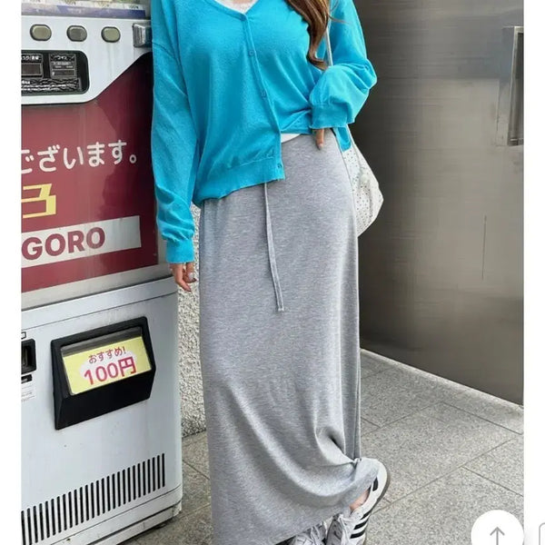 [BUNJANG] J Style Oberni Challyng Maxi Skirt Grey / 제이스타일 오베니 찰랑 맥시 스커트 그레이