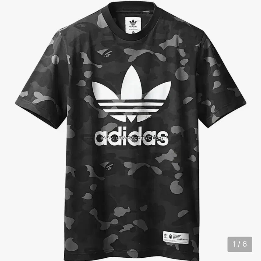 [BUNJANG] BAPE x Adidas Black Camo Short Sleeve T-Shirt / [L]베이프 아디다스 흑계 블랙 카모 반팔티셔츠 새상품