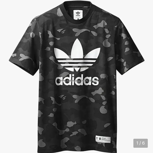 [BUNJANG] BAPE x Adidas Black Camo Short Sleeve T-Shirt / [L]베이프 아디다스 흑계 블랙 카모 반팔티셔츠 새상품