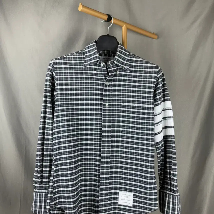 [BUNJANG] Thom Browne Striped Armband Check Shirt / 1size ) 톰브라운 사선완장 체크셔츠