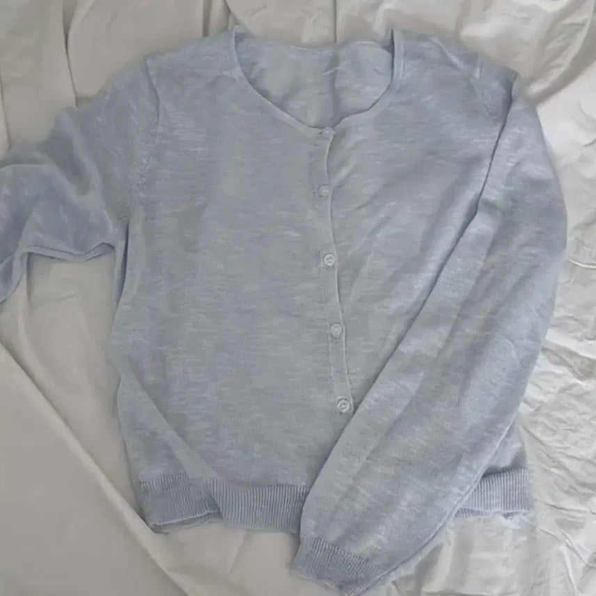 [BUNJANG] Linen Viscose Cardigan / 여름 연하늘 린넨 비스코스 가디건