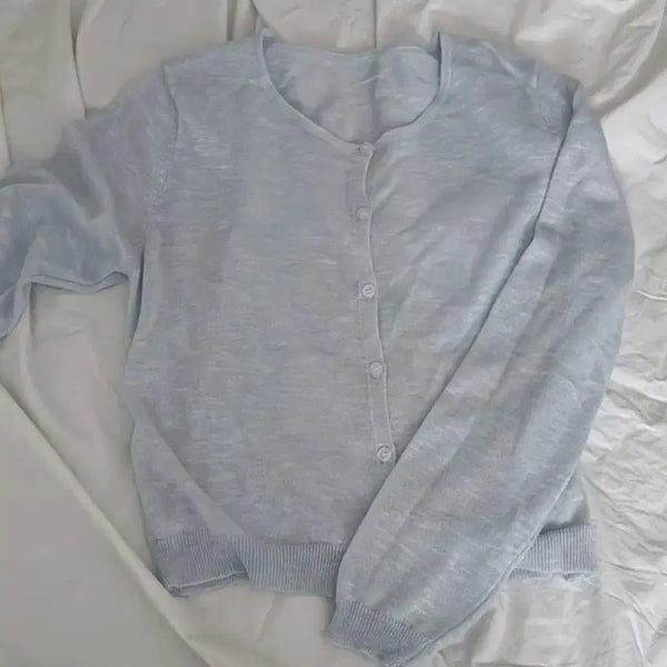 [BUNJANG] Linen Viscose Cardigan / 여름 연하늘 린넨 비스코스 가디건