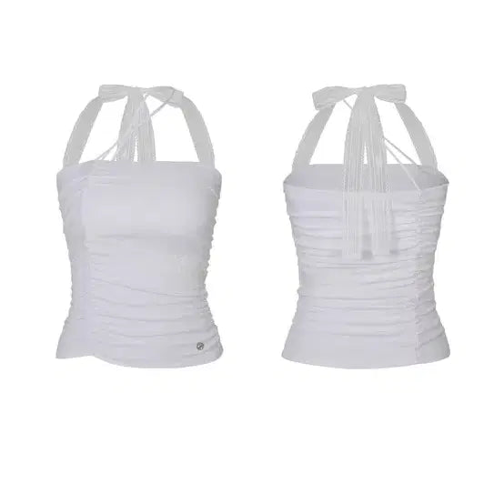 [BUNJANG] Pain or Pleasure Angel Shirring Top White (Jang Wonyoung) / 페인오어플레져 엔젤 셔링 탑 (장원영 착용)