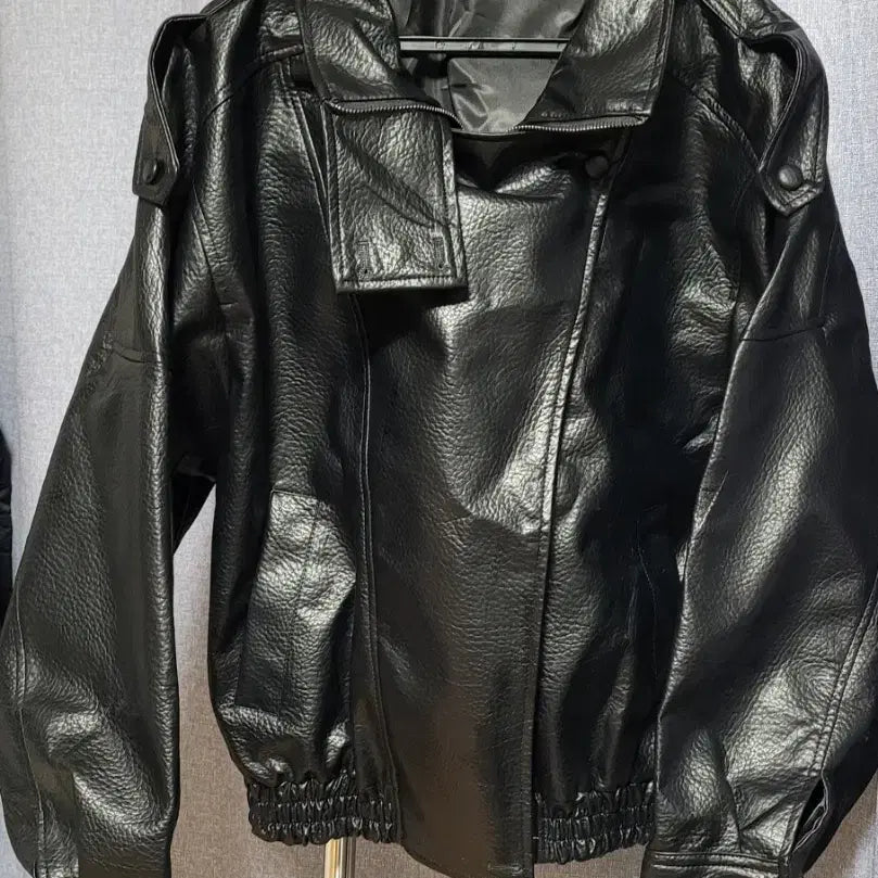 [BUNJANG] Black Leather Jacket L (New) / 블랙  레더 자켓 L(새상품)