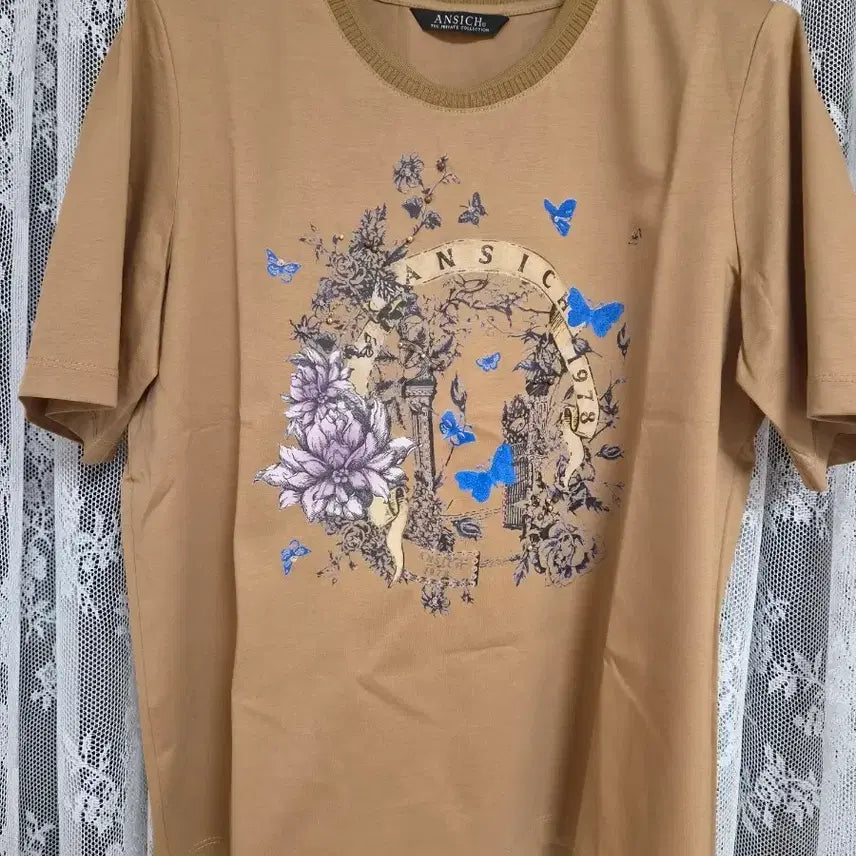 [BUNJANG] ANSICH Printing Short Sleeve T-Shirt Brown / ANSICH 프린팅 반팔 티셔츠 브라운(새상품)