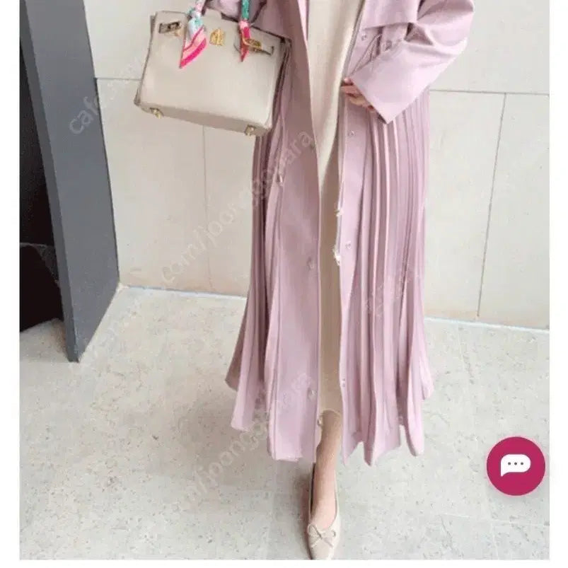 [BUNJANG] Chelsea Pleated Color Block String Long Trench Coat Dress Style / 첼시 플리츠배색 스트링 바바리 원피스스타일 롱바바리 바이씨니스타일