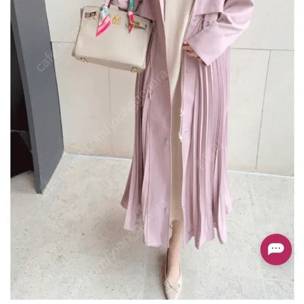 [BUNJANG] Chelsea Pleated Color Block String Long Trench Coat Dress Style / 첼시 플리츠배색 스트링 바바리 원피스스타일 롱바바리 바이씨니스타일
