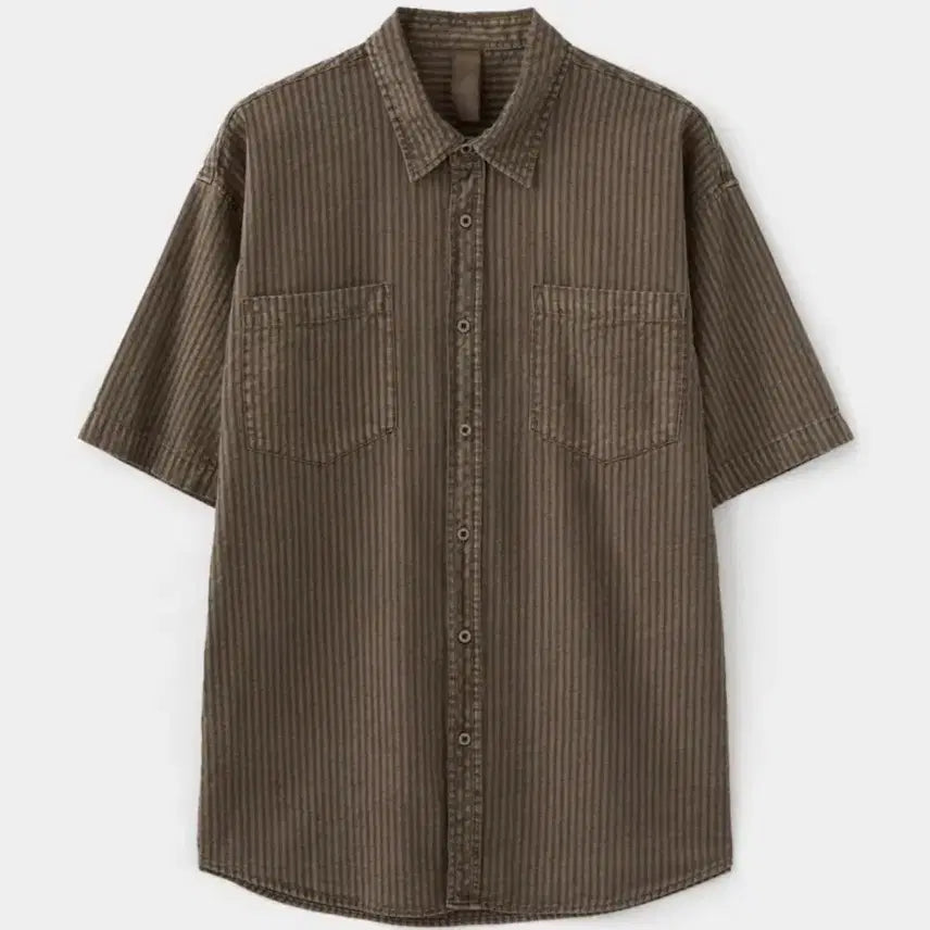 [BUNJANG] COFF WITH RISE Pigment Short Sleeve Shirt Cocoa L / 코프위 라이즈 피그먼트 반팔 셔츠 코코아 L