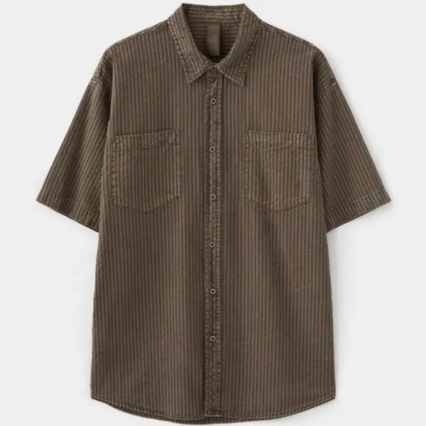 [BUNJANG] COFF WITH RISE Pigment Short Sleeve Shirt Cocoa L / 코프위 라이즈 피그먼트 반팔 셔츠 코코아 L