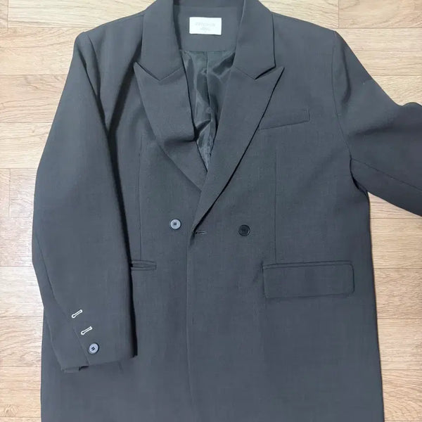 [BUNJANG] 09WOMEN Double Button Blazer Jacket (Charcoal, Plus Size) / 09WOMEN 공구우먼 더블 버튼 자켓 블레이저 빅사이즈 챠콜