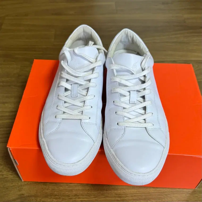 [BUNJANG] Polo Germain Leather Sneakers White US 8.5 (265mm) / 폴로 저메인 레더 스니커즈 화이트 8.5 (265mm) 실착2회