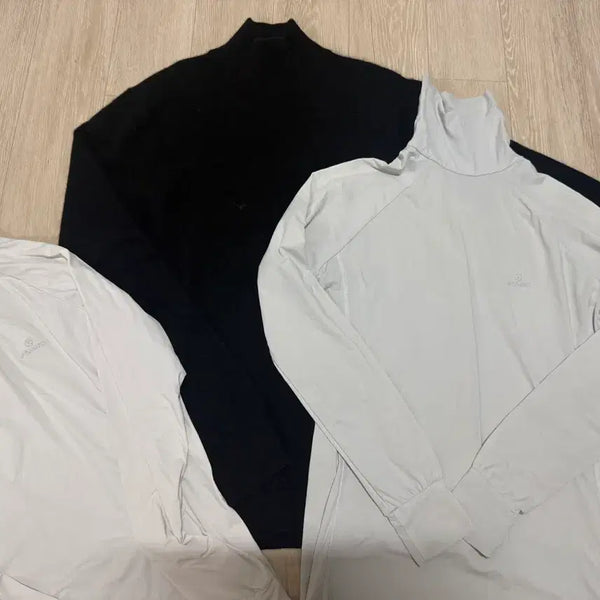 [BUNJANG] JAKARTA 3-Pack Turtleneck T-Shirts (Black, Light Gray, White) / [일괄] JAKARTA 목폴라 티셔츠 3종 (블랙, 연그레이, 화이트)