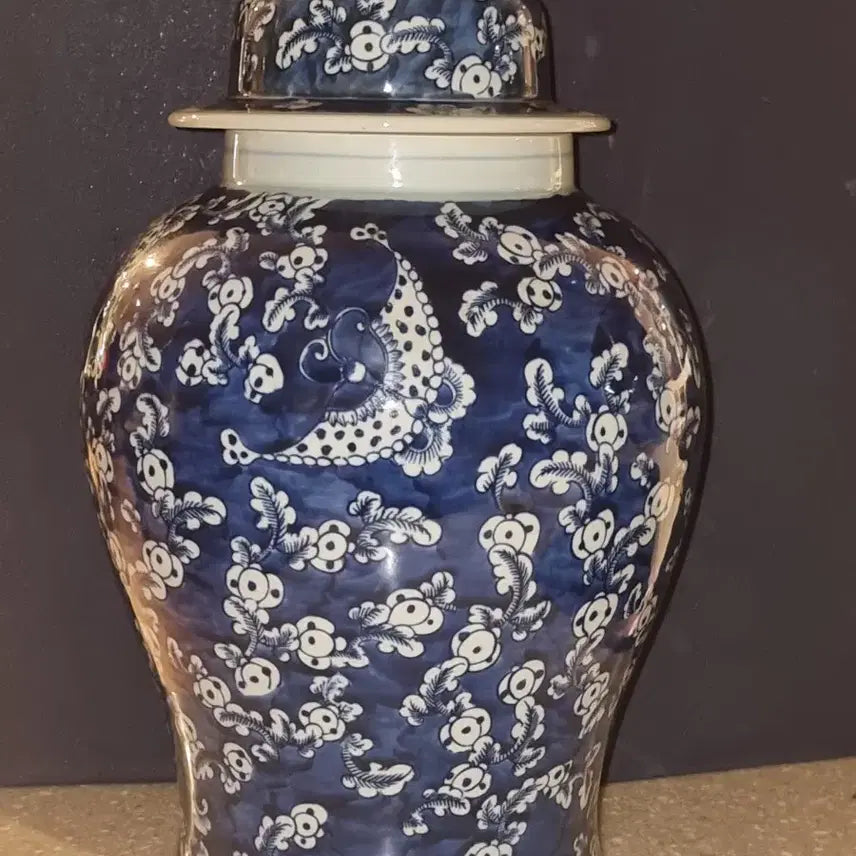[BUNJANG] Chinese Blue and White Porcelain Jar with Lid / 청화백자 유개관 높이 37 지름 23 센치 중국도자기