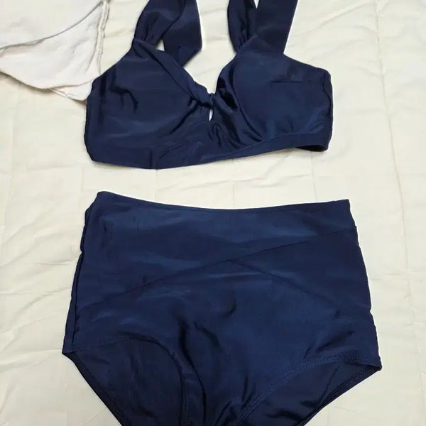 [BUNJANG] Navy High-Waist Bikini Set / 네이비 하이웨스트 비키니 세트 폴웨어