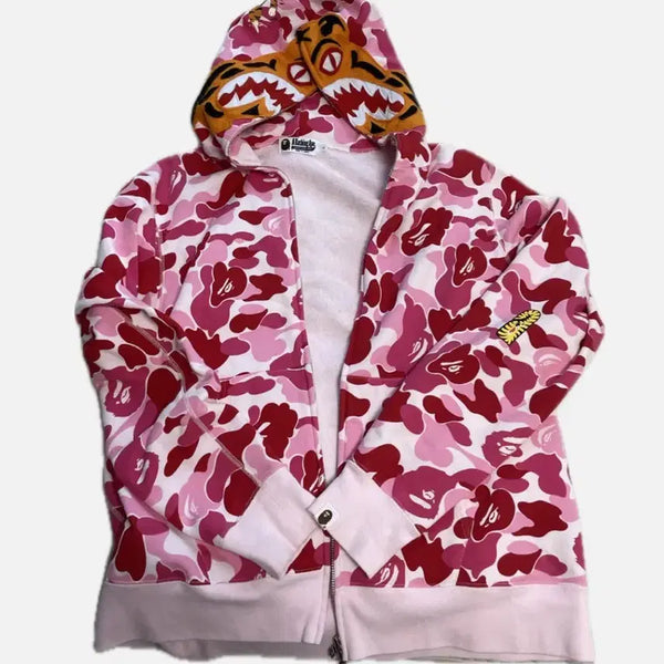 [BUNJANG] A Bathing Ape ABC Camo Tiger Full Zip Hoodie Pink / 베이프 ABC 카모 타이거 풀 집 후드 핑크