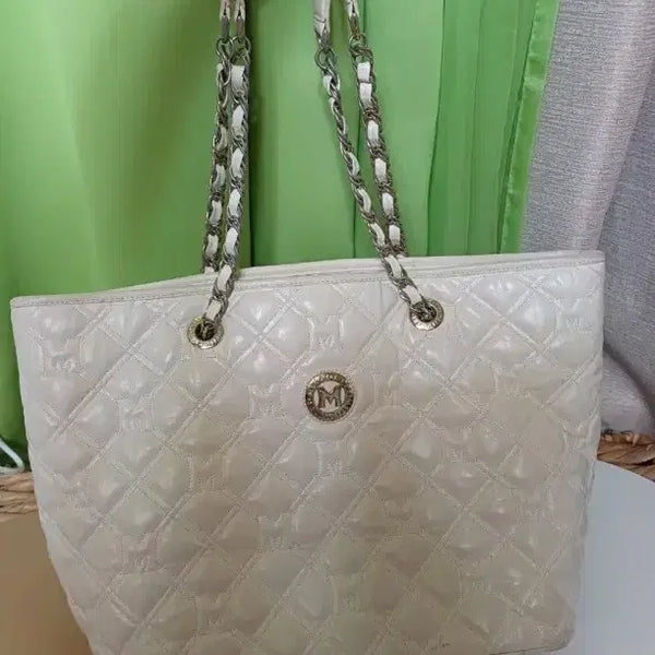 [BUNJANG] Metsi Tty White Shopper Bag / 메트로시티 화이트 가방 /쇼퍼백 빅백 숄더백
