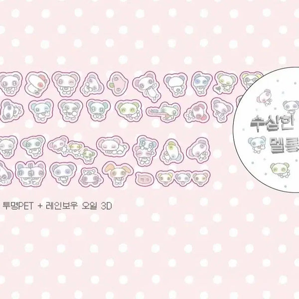 [BUNJANG] Greonggreongdan Susanghan Mellong Pandas Kiss Cut Sticker / 그렁그렁단 수상한 멜롱판다즈 키스컷 띵