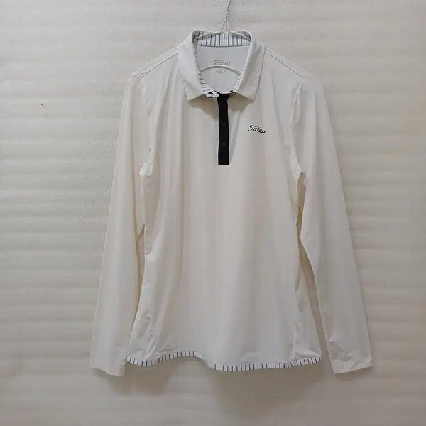 [BUNJANG] Titleist Women's Long Sleeve Golf Polo Shirt (White, Size L) / 타이틀리스트 골프 여름 얇은 카라 긴팔 티 여성 M L 흰색 사랑봉봉