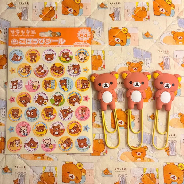 [BUNJANG] Rilakkuma Sticker Set & Jumbo Clip Bundle / 리락쿠마 칭찬스티커 & 대왕클립