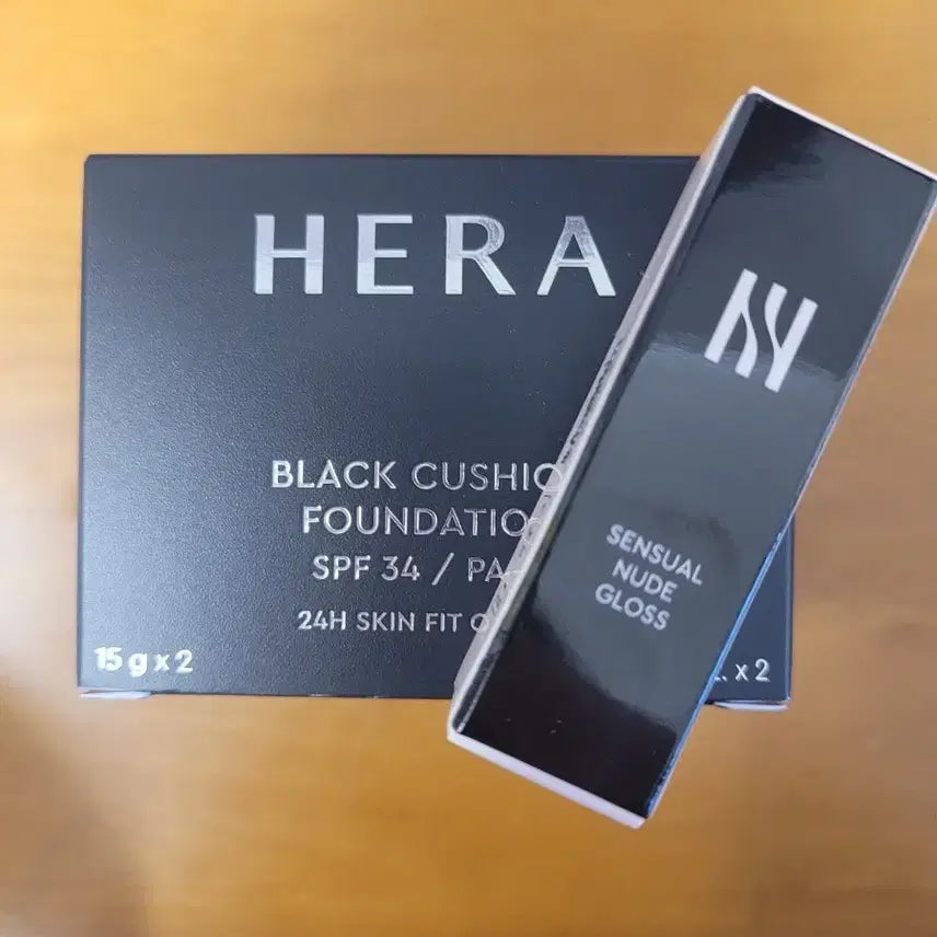 [BUNJANG] Hera Black Cushion Duo (15g+15g, 21C1) + Mini Sensual Nude Gloss / 헤라 블랙쿠션 듀오(15g+15g,21C1) + 미니 센슈얼 누드 글로스