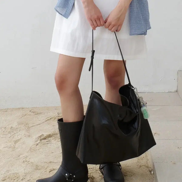 [BUNJANG] Low Classic Leather Large Bag Black / 로우클래식 레더 라지백 블랙