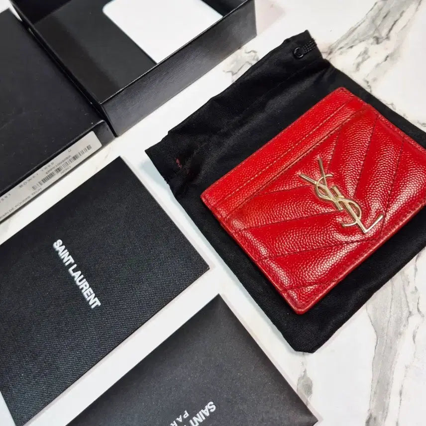 [BUNJANG] Saint Laurent Cassandra Matelassé Gold-Tone Cardholder / (정품) 생로랑 카산드라 마틀라세 금장 여성 카드지갑