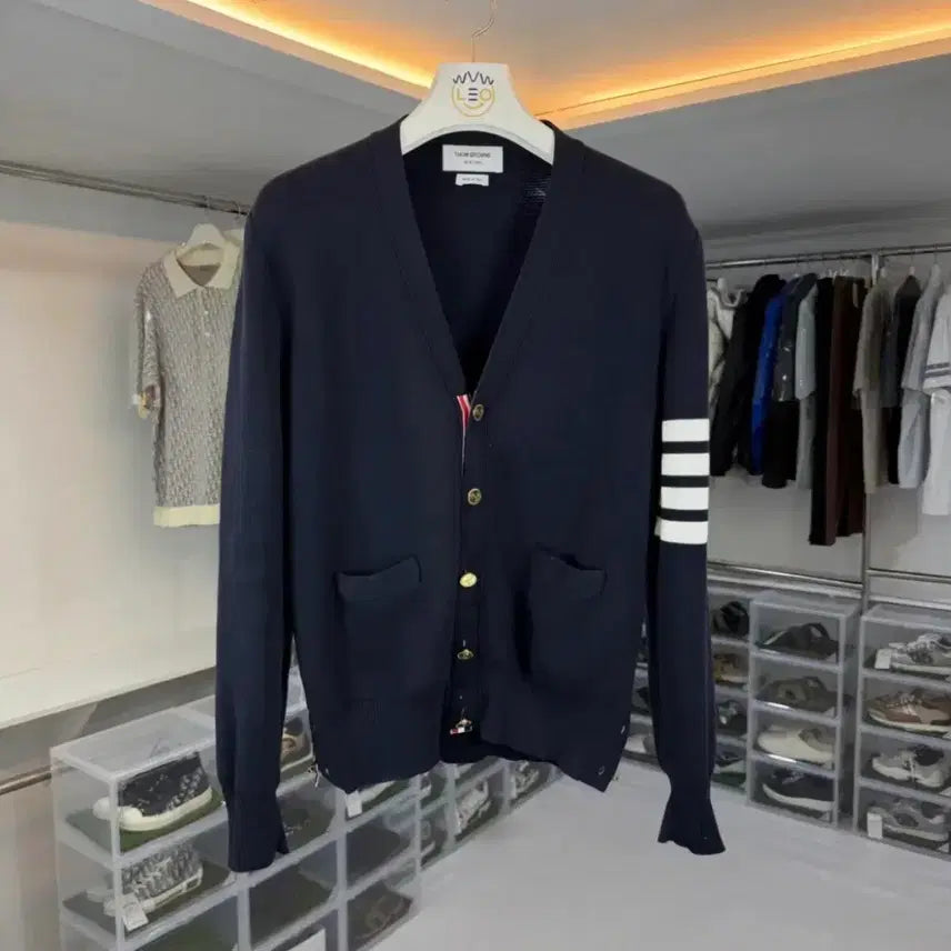 [BUNJANG] Thom Browne Milano Stitch Gold Embroidery Knit Cardigan Size 2 / [더핸드,2사이즈] 톰브라운 밀라노스티치 금장 자수 니트 가디건