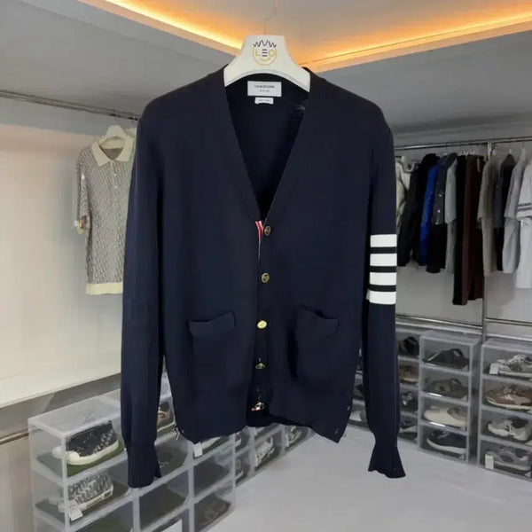 [BUNJANG] Thom Browne Milano Stitch Gold Embroidery Knit Cardigan Size 2 / [더핸드,2사이즈] 톰브라운 밀라노스티치 금장 자수 니트 가디건