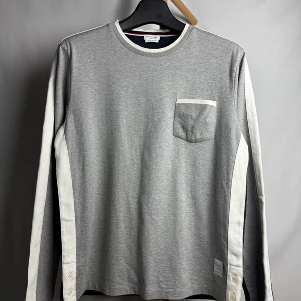 [BUNJANG] Thom Browne Bicolor Pocket Long Sleeve T-Shirt Size 2 / 2size ) 톰브라운 바이컬러 포켓 롱 슬리브 티셔츠