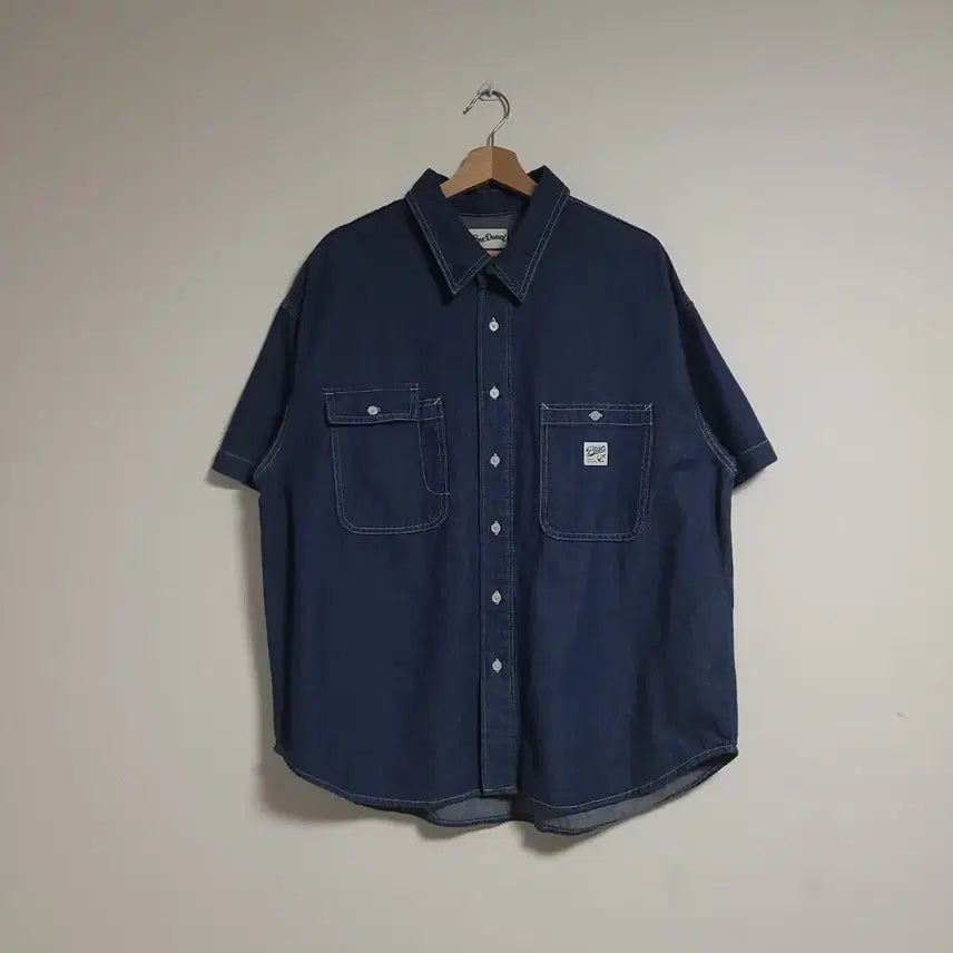[BUNJANG] PLAC Denim Short-Sleeve Shirt (Size S) / (S) PLAC 플랙 데님 반팔 셔츠 남방