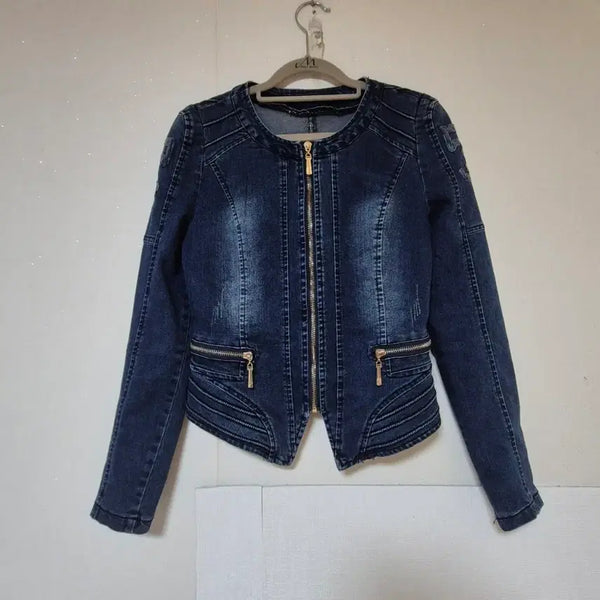 [BUNJANG] Denim Jacket with Sequin Embellishments / 청 데님 여성 자켓 (55사이즈)