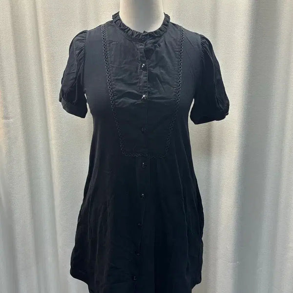 [BUNJANG] Black Short-Sleeve Mini Dress / 블랙 반팔 원피스