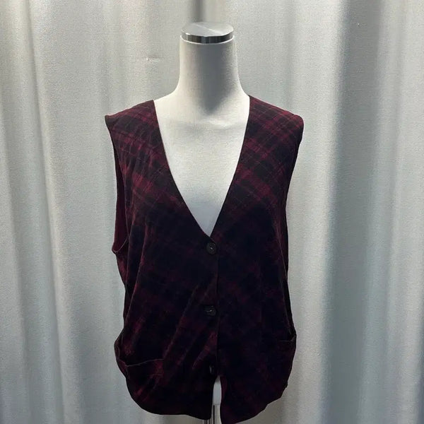 [BUNJANG] Burgundy Double-Sided V-Neck Vest / 버건디 양면 브이넥 조끼