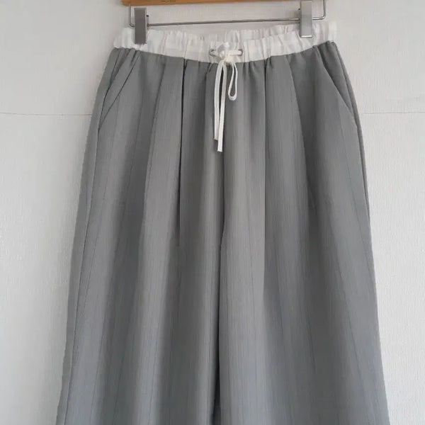 [BUNJANG] Great Life Color-Blocked Wide Pants / 그레이스트라이프배색와이드팬츠
