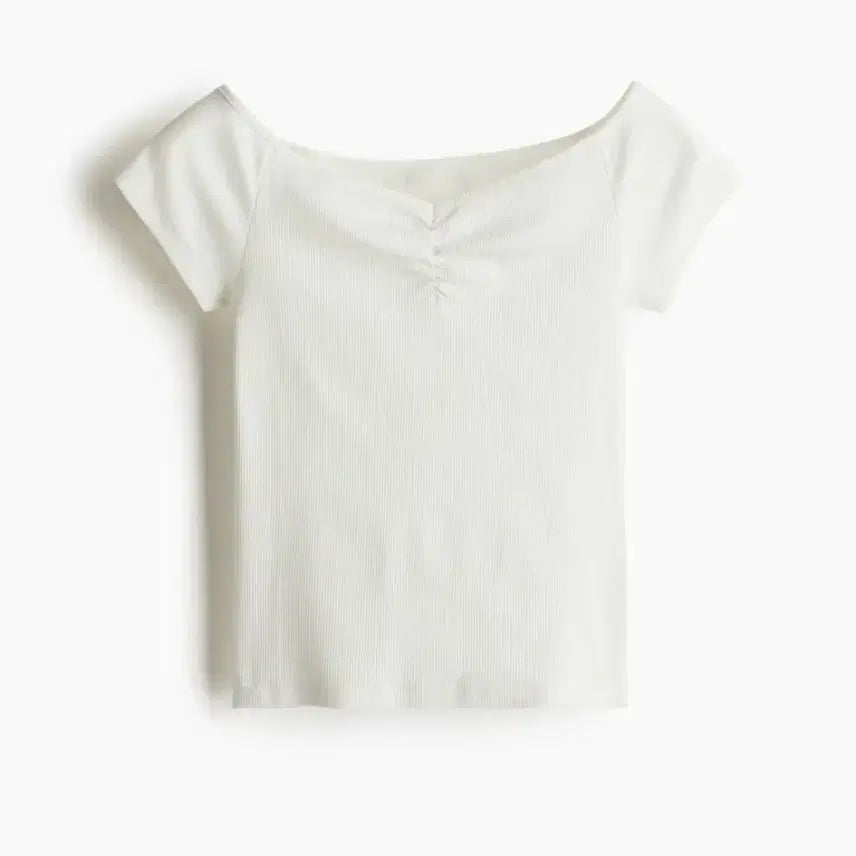 [BUNJANG] H&M Ivory Ribbed Short Sleeve T-Shirt / h&m 아이보리 골지 반팔 티셔츠