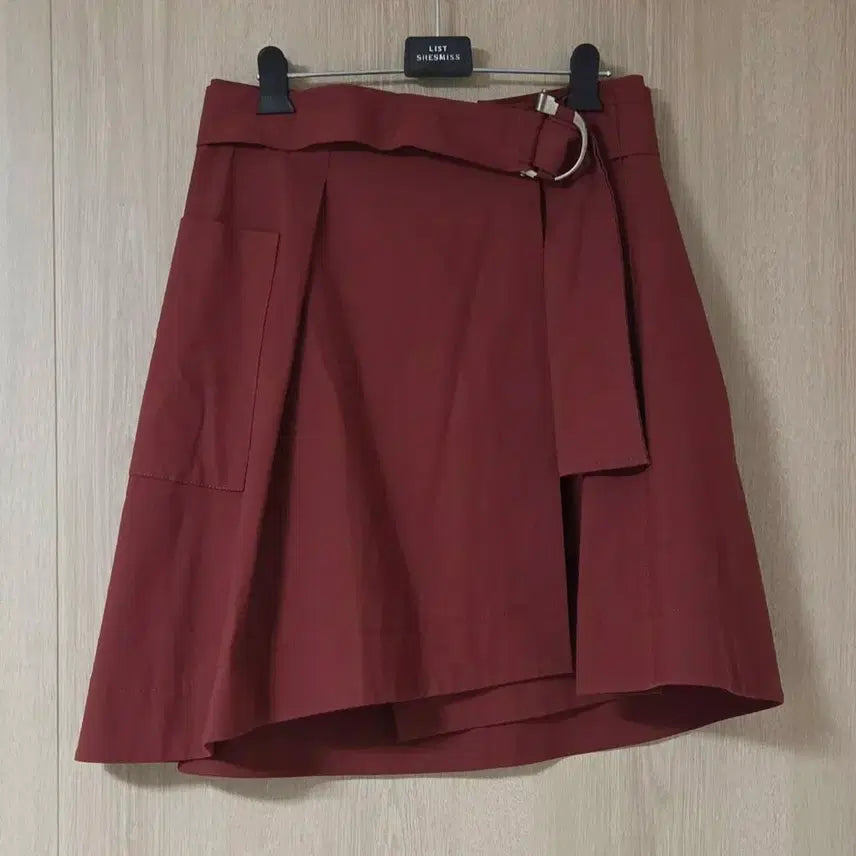 [BUNJANG] SJSJ Asymmetrical Wrap Skirt Burgundy / 한섬 SJSJ 스커트