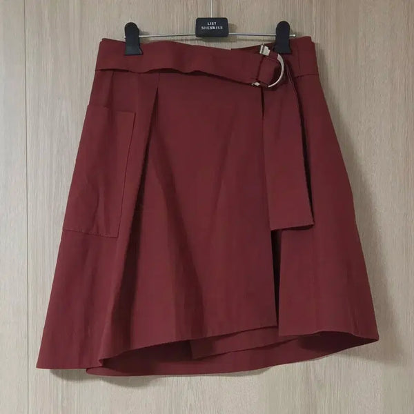 [BUNJANG] SJSJ Asymmetrical Wrap Skirt Burgundy / 한섬 SJSJ 스커트