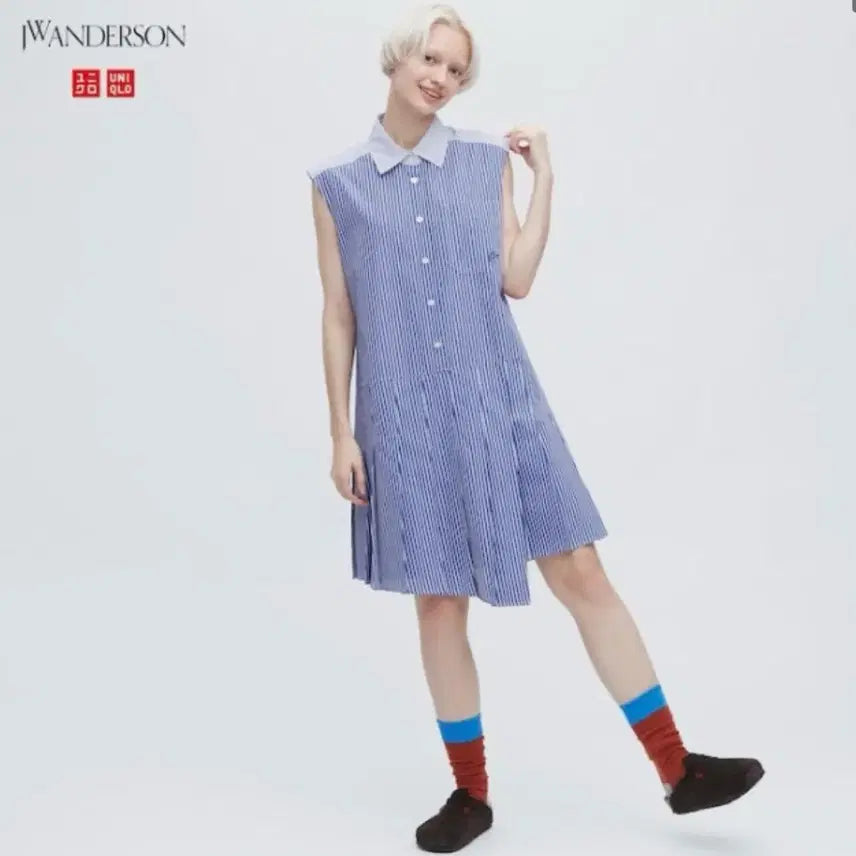 [BUNJANG] Uniqlo x JW Anderson Striped Shirt Dress S / JW앤더슨 유니클로 스트라이프 셔츠원피스 s